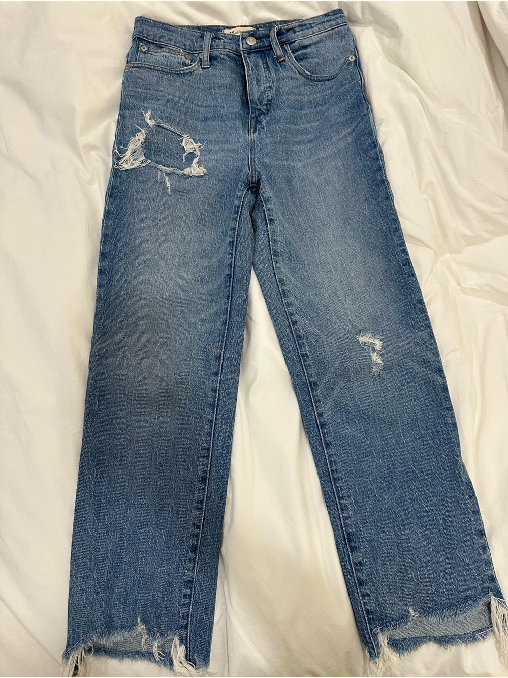 Madewell Classic High-Waist Distressed Women’s Jeans - Blue